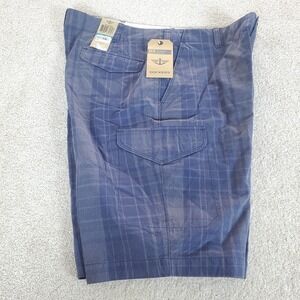 Dockers Cargo Shorts Size 36 Blue Plaid 6 Pockets Easy Care Classic Fit NWTGS